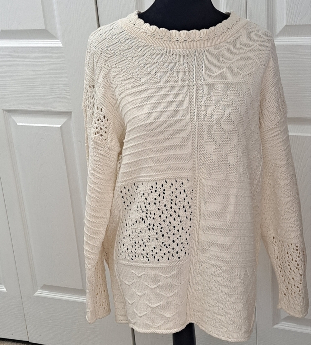 Vintage David Brett Multi Patterned Cream Sweater